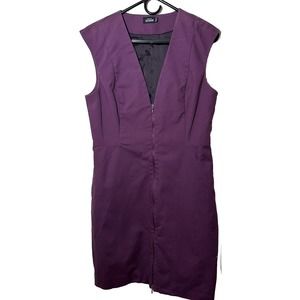 Kate Spade Saturday Purple Shift Dress Sleeveless Knee Length All Over Zip Sz 10